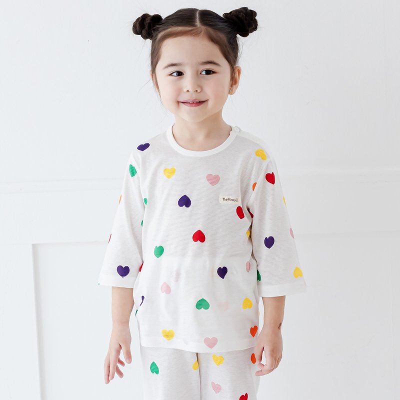 [New Product] Colorful little love-light breathable air jacket three-quarter sleeves Korean children's clothing TheMinou-T59807 - Tops & T-Shirts - Cotton & Hemp Multicolor