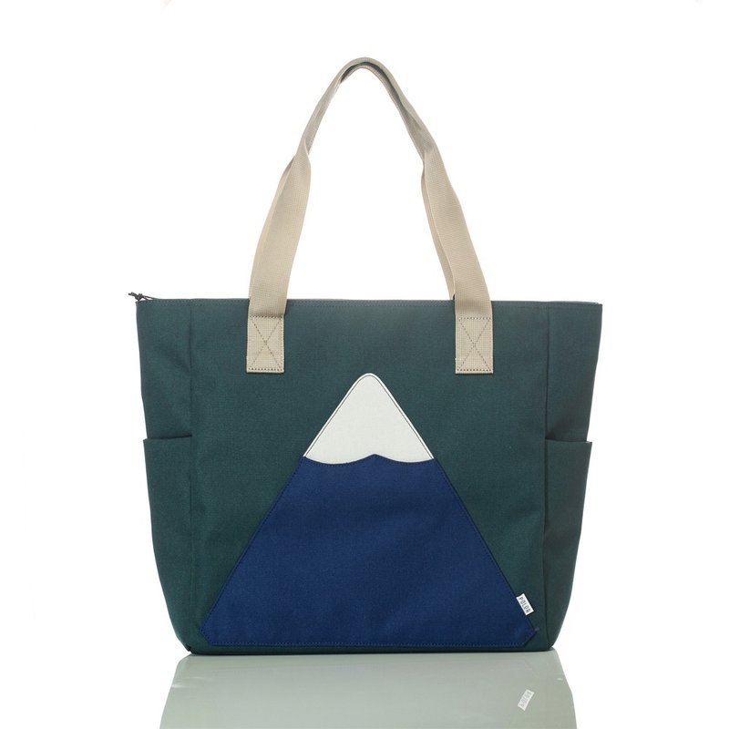 POLER TOTE BAG MOUNT FUJI 復刻版富士山風格托特包/附背帶 /綠 - 側背包/斜背包 - 聚酯纖維 綠色