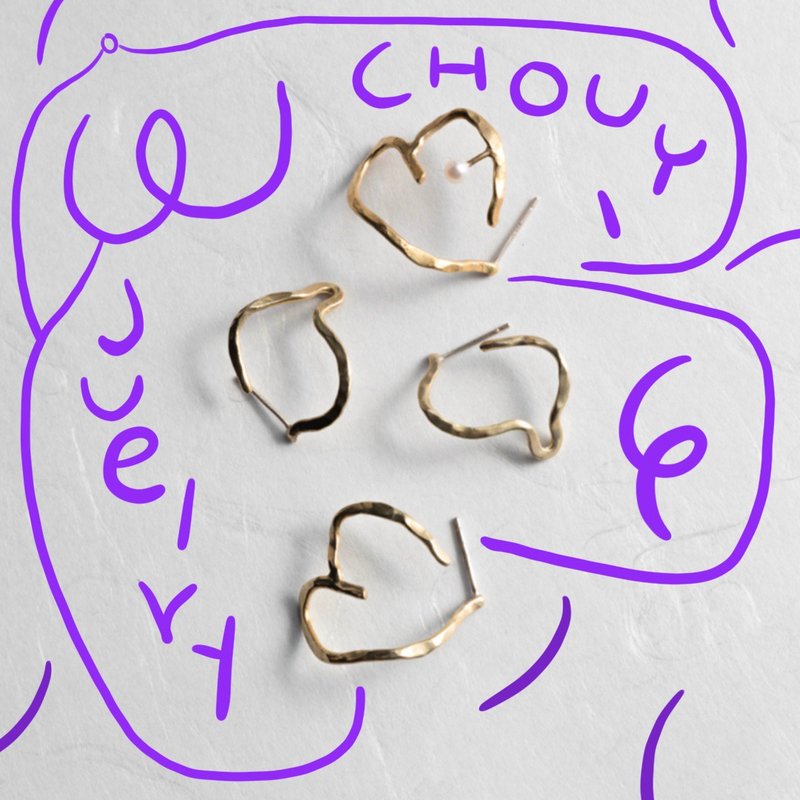JUelry x ChouYi 人形耳環(金)(珍珠) - Human Earrings (pearl) - 耳環/耳夾/耳骨夾 - 銅/黃銅 金色