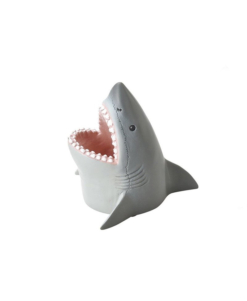 Japanese Magnets healing series shark shape cute desk decoration office stationery storage pen holder - กล่องใส่ปากกา - เรซิน สีเทา