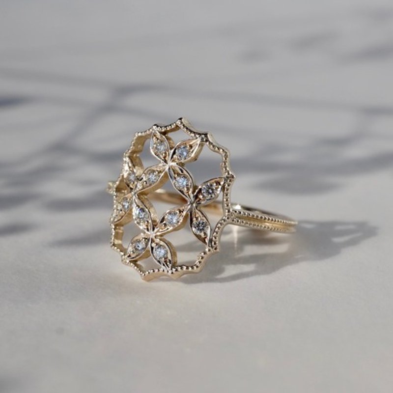 4 petal flower ring 3   R071K10YG - リング・指輪 - 宝石 ゴールド