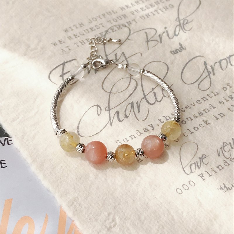 Create Wealth Lucky Golden Hair Crystal Stone White Crystal Bracelet Bracelet - Bracelets - Crystal Orange