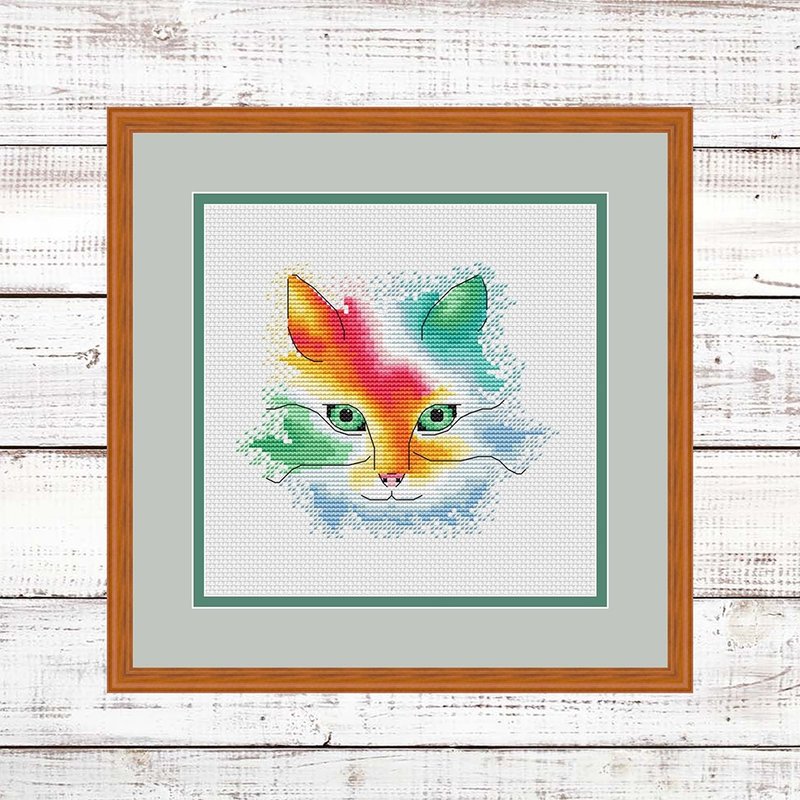 Watercolor cat cross stitch pattern modern, Animals cross stitch design PDF 十字繡 - 手工藝教學/工具書 - 其他材質 