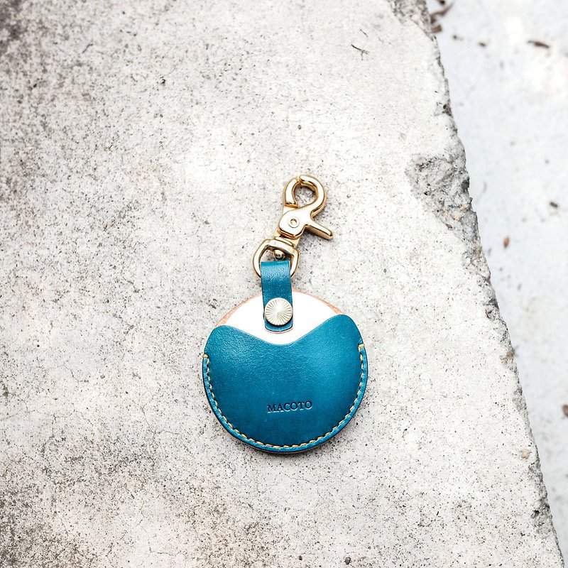 European hand-dyed leather light blue gogoro GOGORO key ring key holster can be printed with the English name does not contain small digital tag / guitar .co - ที่ห้อยกุญแจ - หนังแท้ หลากหลายสี