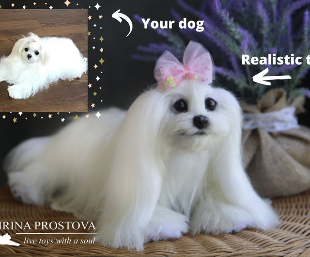 マルチーズ犬のリアルなぬいぐるみ - ショップ Irina Prostova
