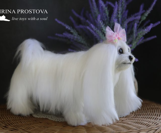 マルチーズ犬のリアルなぬいぐるみ - ショップ Irina Prostova