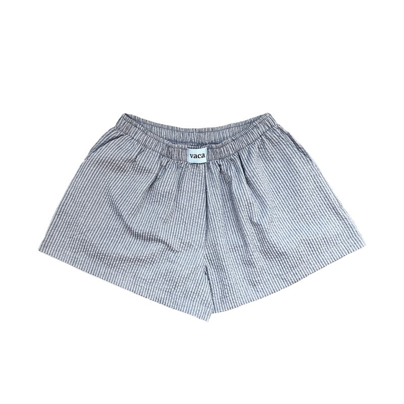SEERSUCKER STRIPE TRUNK SHORTS (GREY) - 女短褲/五分褲 - 其他材質 灰色