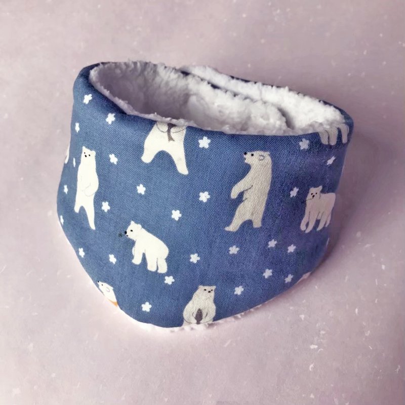 Plush warm pet neck scarf cat collar dog collar - Polar Bear Star - Collars & Leashes - Cotton & Hemp Blue