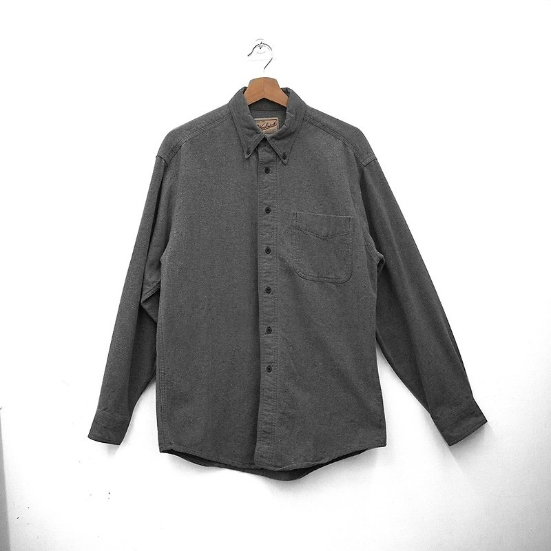 WOOLRICH Dark Gray Wool Long Sleeve Shirt Heavy Weight Vintage Used - Men's Shirts - Cotton & Hemp Gray