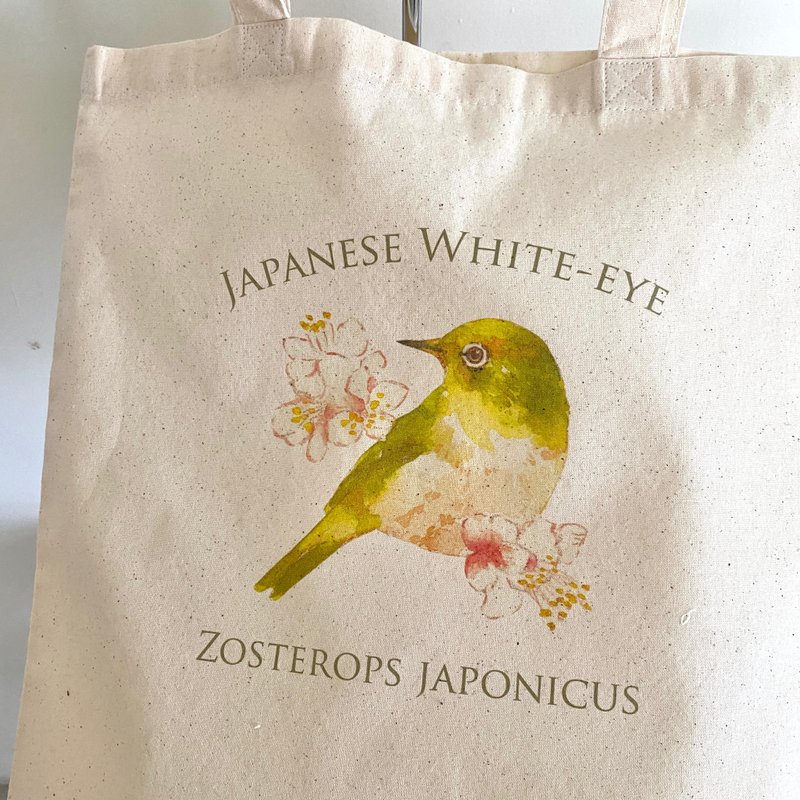 水彩グリーン刺繍アイ原色キャンバスバッグ - トートバッグ・ハンドバッグ - コットン・麻 