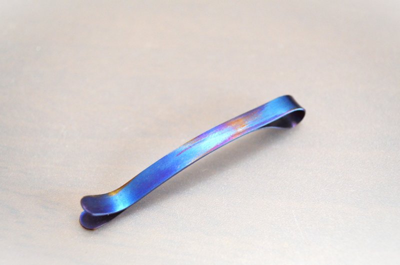 Titanium hairpin, wide titanium hairpin, painterly blue and gold, metallic B - Hair Accessories - Other Metals Multicolor