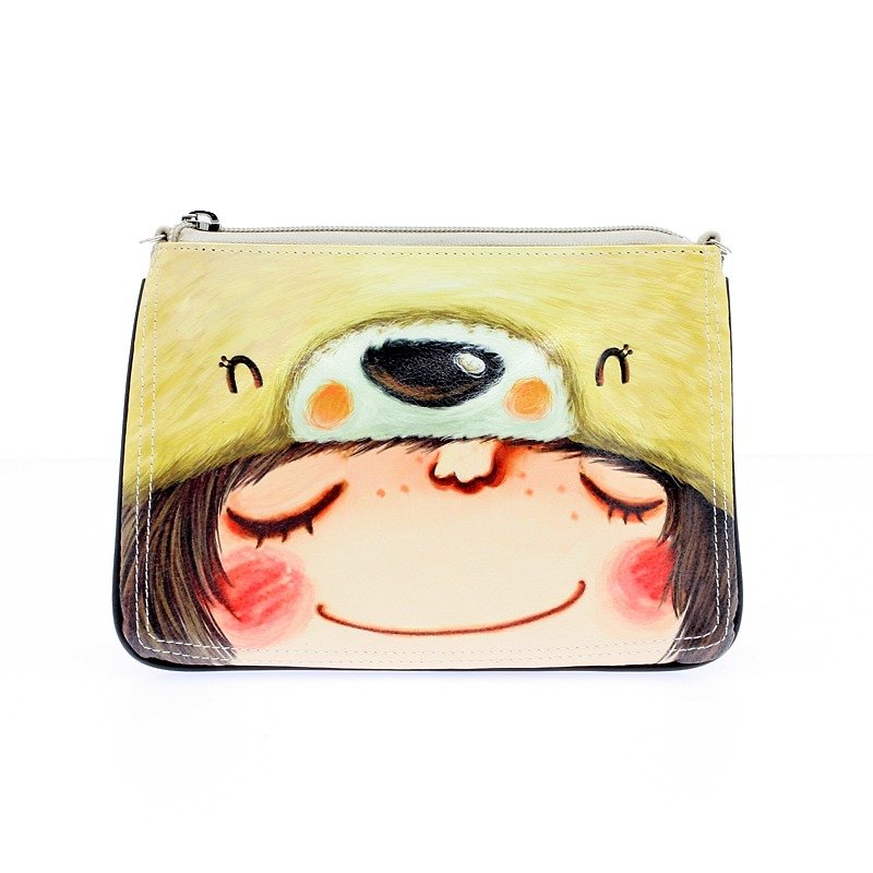 stephy Guoguo cute beige bear head shoulder bag - Toiletry Bags & Pouches - Eco-Friendly Materials 