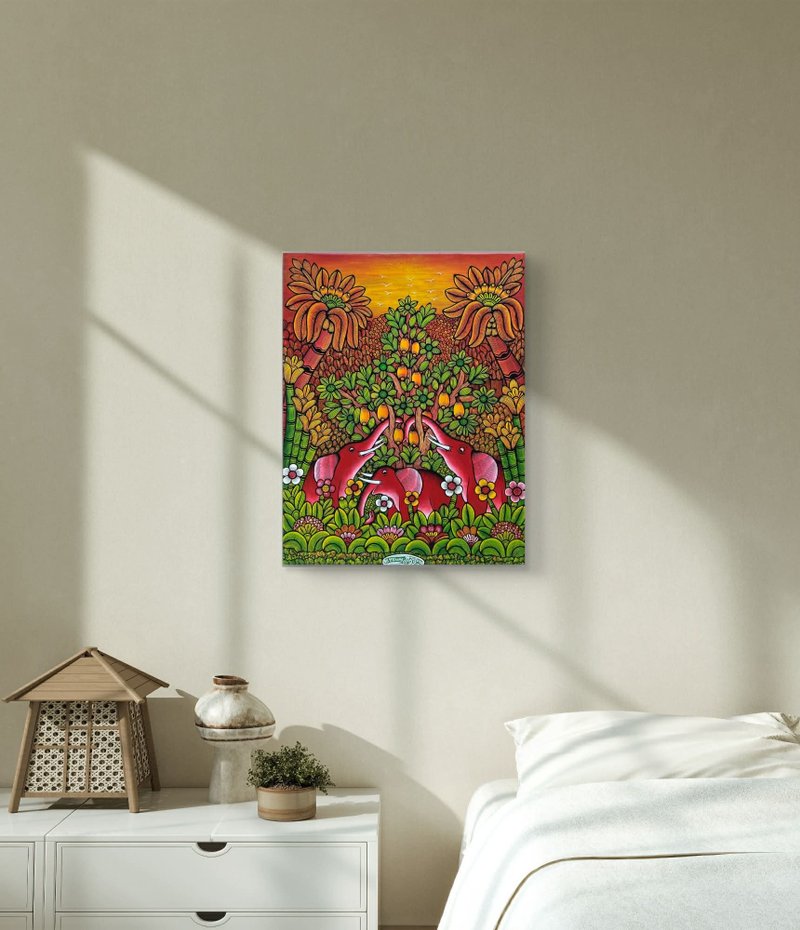 【V065大象的家園 】坦尚尼亞手繪無框畫,掛畫 - 海報/掛畫/掛布 - 其他材質 