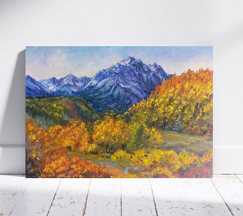 科羅拉多州繪畫 落基山脈藝術 秋天風景秋天樹木繪畫 秋天的畫 - 牆貼/牆身裝飾 - 其他材質 橘色