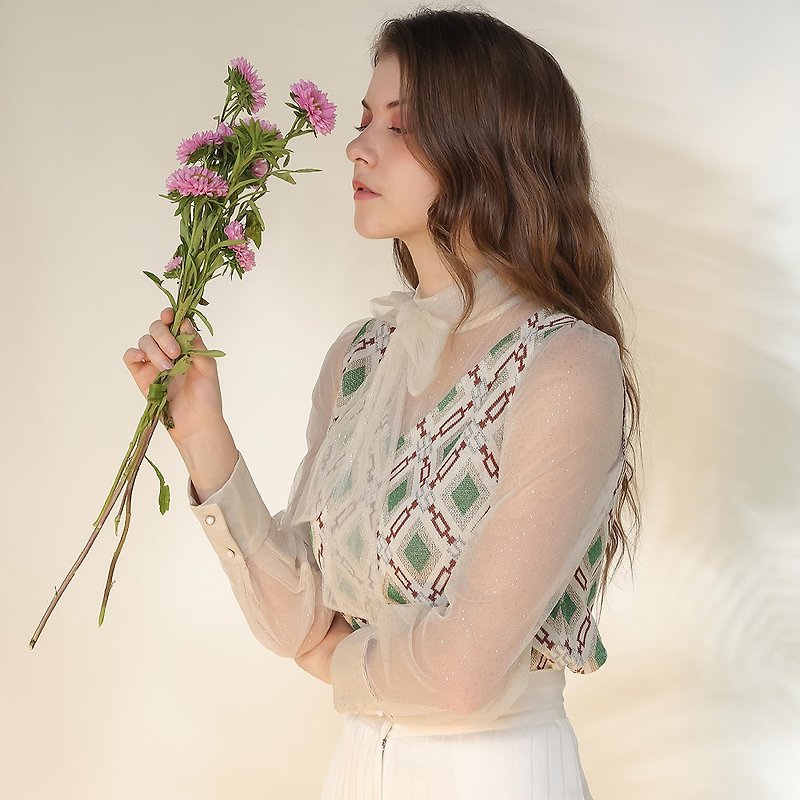 AVVJOY | Elegant strappy rhombus sweater - Women's Tops - Other Materials 