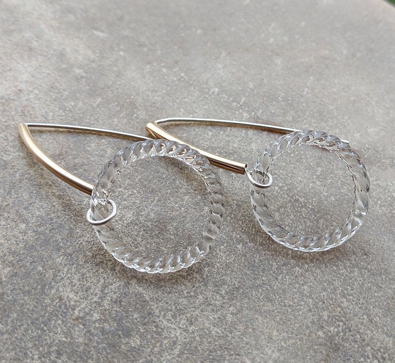 古董玻璃圈針式耳環 - 耳環/耳夾 - 玻璃 