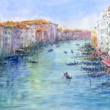 水彩画原画　緑の江の島と七里ガ浜２　＃679 水彩画原画 緑の江の島と七里ガ浜2 ＃679 | iichi 日々の暮らし