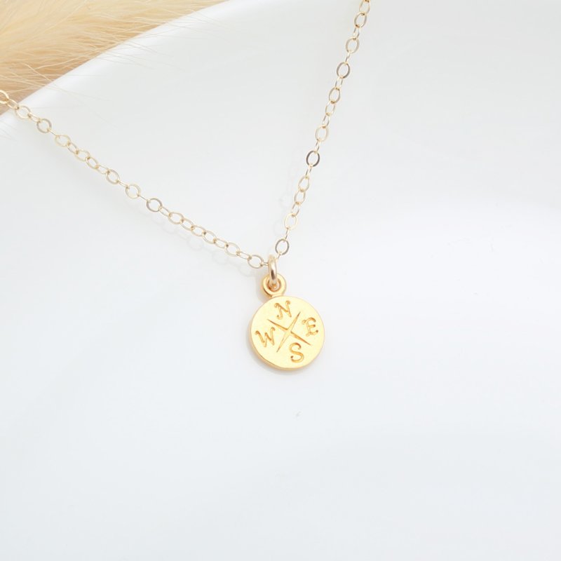 Good Luck Compass s925 sterling silver 24k gold plated necklace Valentine Day - Necklaces - Sterling Silver Gold