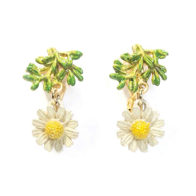 Chamomile Clip-On Chamomile EA149 - Earrings & Clip-ons - Other Metals White