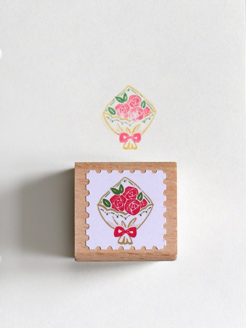 玫瑰花束 原創自由拼色印章 日本TaiyopineFineColor製造 - 印章/印台 - 木頭 