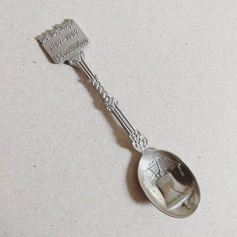 American antique old was US Constitution 1987 Constitution Memorial Nian line quality Silver tea spoon - Cutlery & Flatware - Other Metals Silver