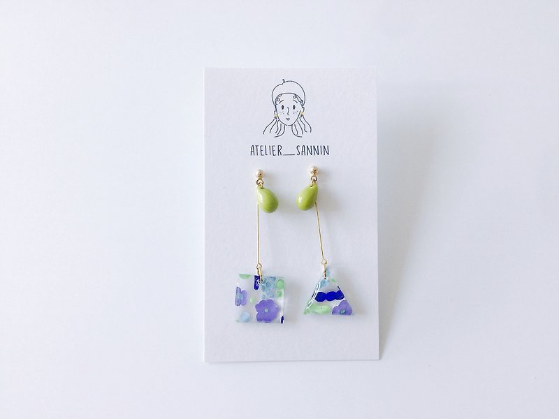 Eggplant flower series - flower hand-painted fruit and vegetable drop earrings ear clip / ear needle - Earrings & Clip-ons - Other Materials Purple
