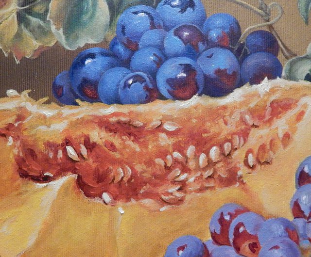 南瓜 葡萄 原畫 靜物 南瓜 葡萄 果物 絵画 掛け絵 手作り画 - ショップ