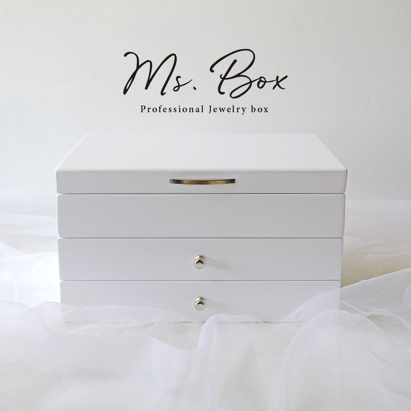 【Ms. box 】 British fashion white wooden jewelry box/accessory box - Storage - Wood White