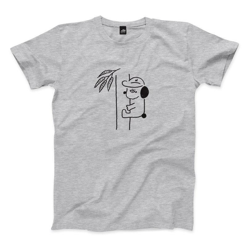 KOALADOG-グレーのリネン-ニュートラルなTシャツ - Tシャツ メンズ - コットン・麻 グレー