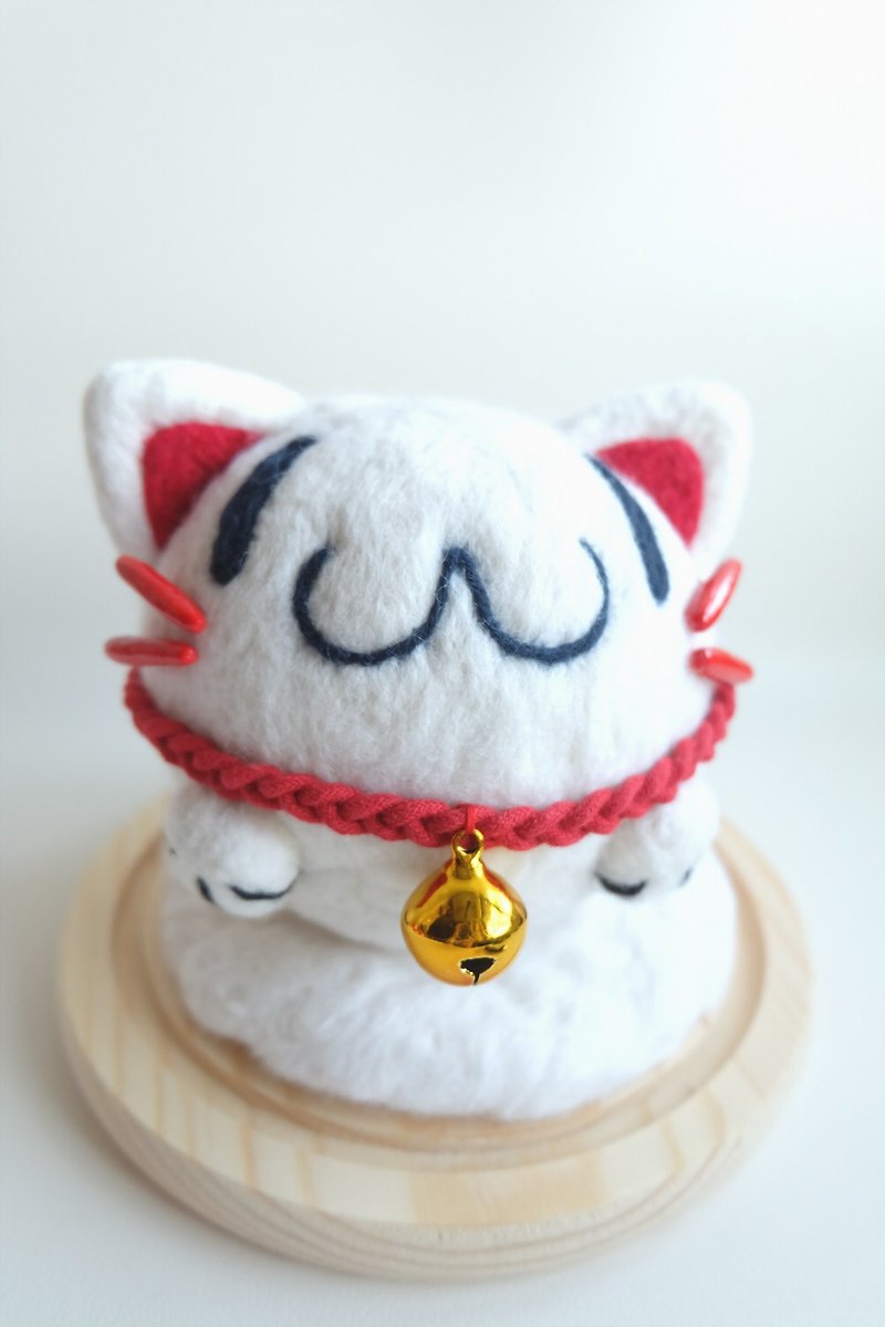 sleeping original handmade [lucky cat] - Items for Display - Wool White