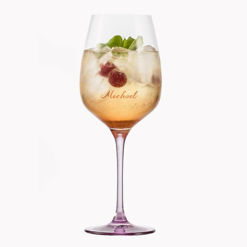 710cc【德國Eisch】蜜桃粉Hugo glass Secco無鉛水晶杯 - 酒杯/酒器 - 玻璃 粉紅色