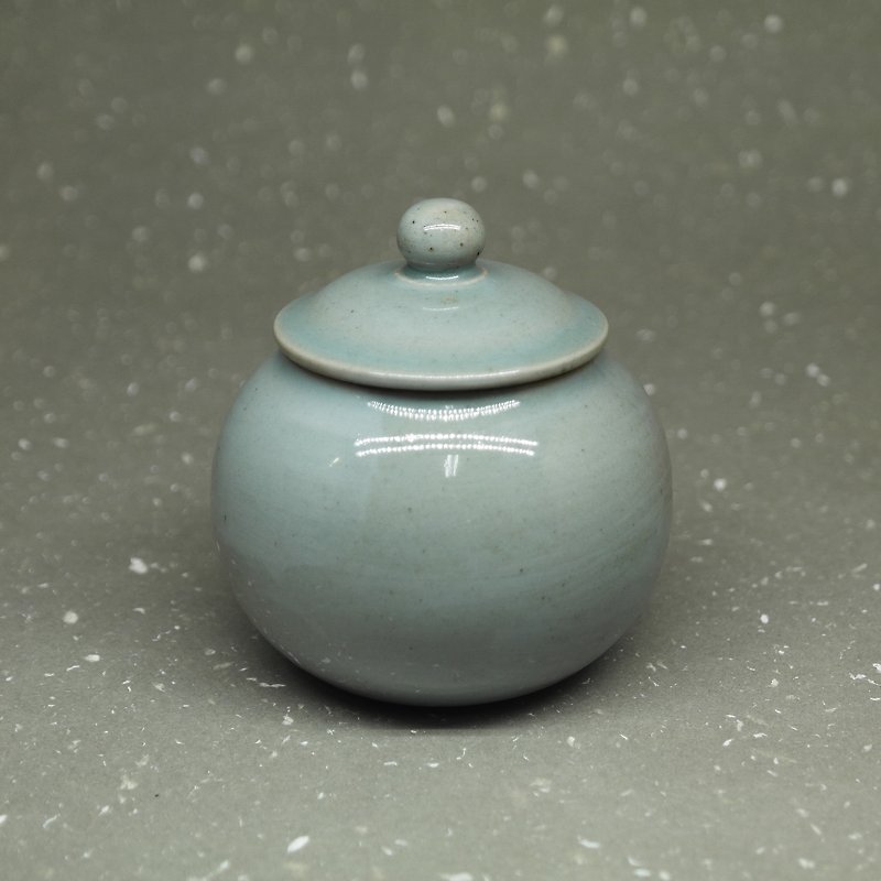 圓身刷紋青瓷茶倉 手作陶藝 茶道具 - 茶具/茶杯 - 陶 