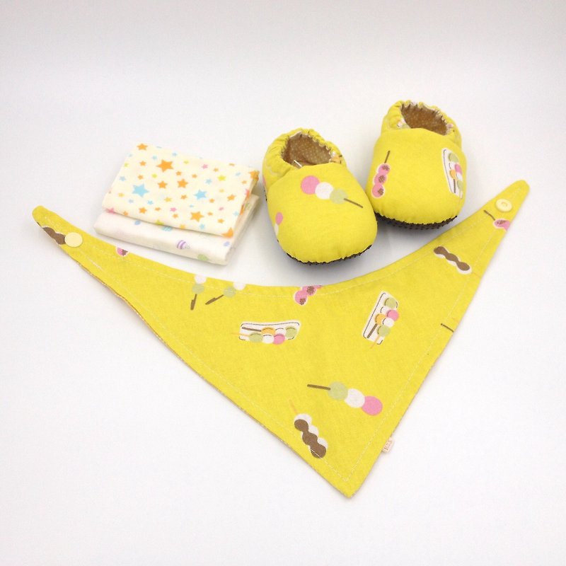 三色丸子-彌月寶寶禮盒(學步鞋/寶寶鞋/嬰兒鞋+2手帕+領巾) - 彌月禮盒 - 棉．麻 綠色