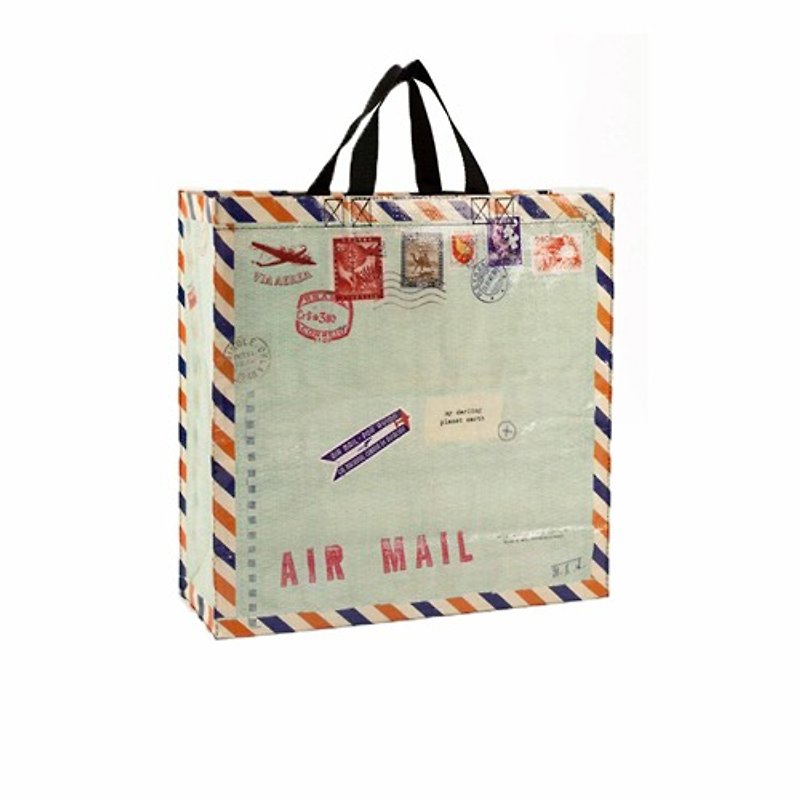 Blue Q 大購物袋 - Airmail 航空郵件 (雙背帶) - 側背包/斜孭袋 - 其他材質 白色