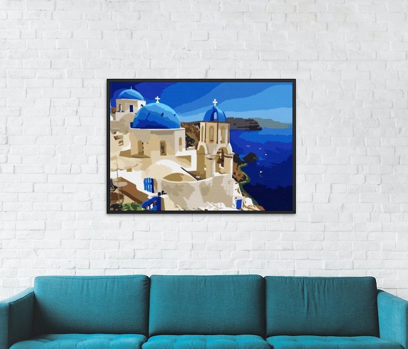 Love Santorini Creative Digital Oil Painting【Sales List】 - Illustration, Painting & Calligraphy - Other Materials 