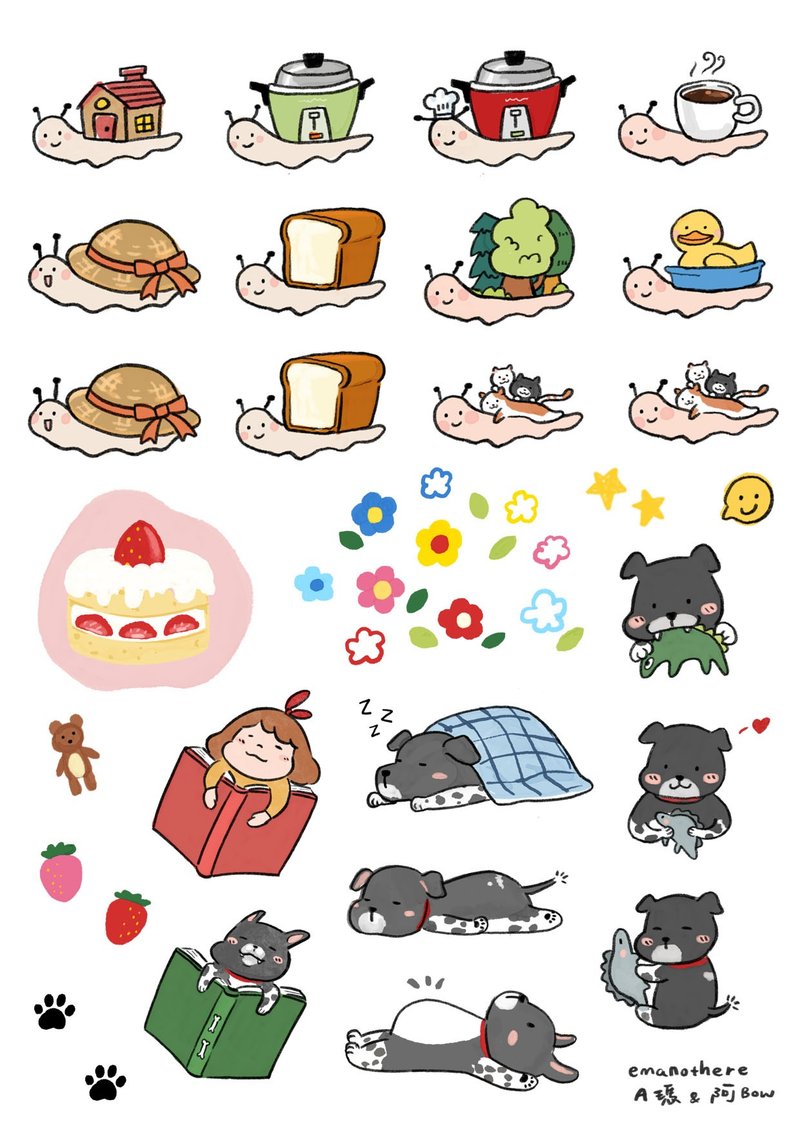 Cute mini pocket sticker B - สติกเกอร์ - กระดาษ สีกากี