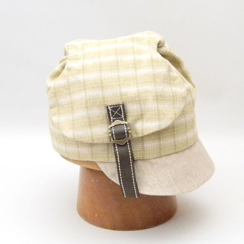 Crown (head part) is like a backpack lid! ! It is a news boy cap full of personality with a playful design. 【PS 0643-Yellow】 - Hats & Caps - Cotton & Hemp Yellow