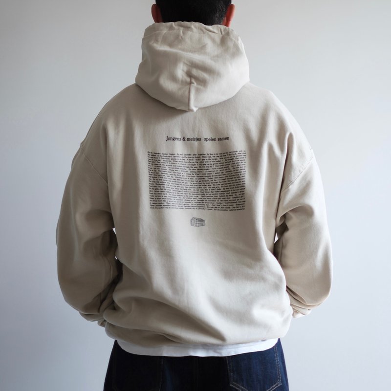 big silhouette hoodie / sand beige / HOUSE / back print / unisex - เสื้อฮู้ด - ผ้าฝ้าย/ผ้าลินิน สีกากี