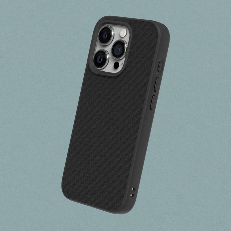 SolidSuit carbon fiber texture anti-fall phone case for iPhone series - Phone Cases - Plastic Black