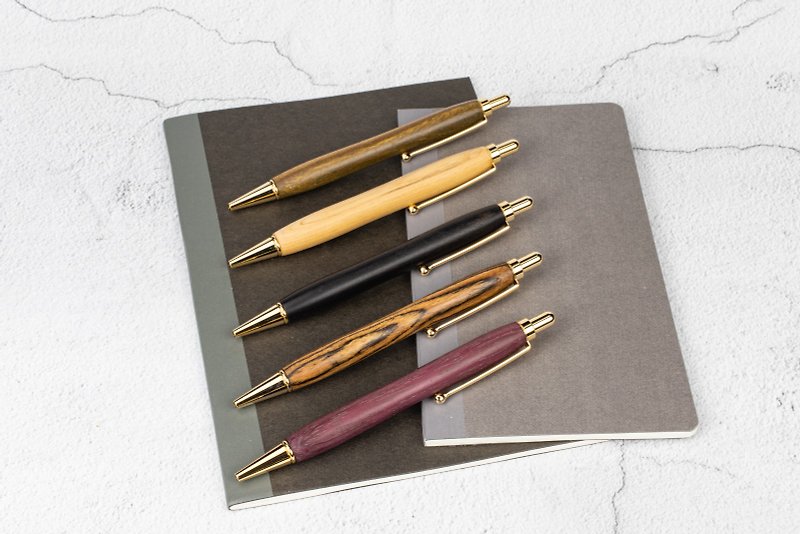Wooden hand-pressed ball pen with laser engraving, customized wooden pen [Ba Yi series gold]