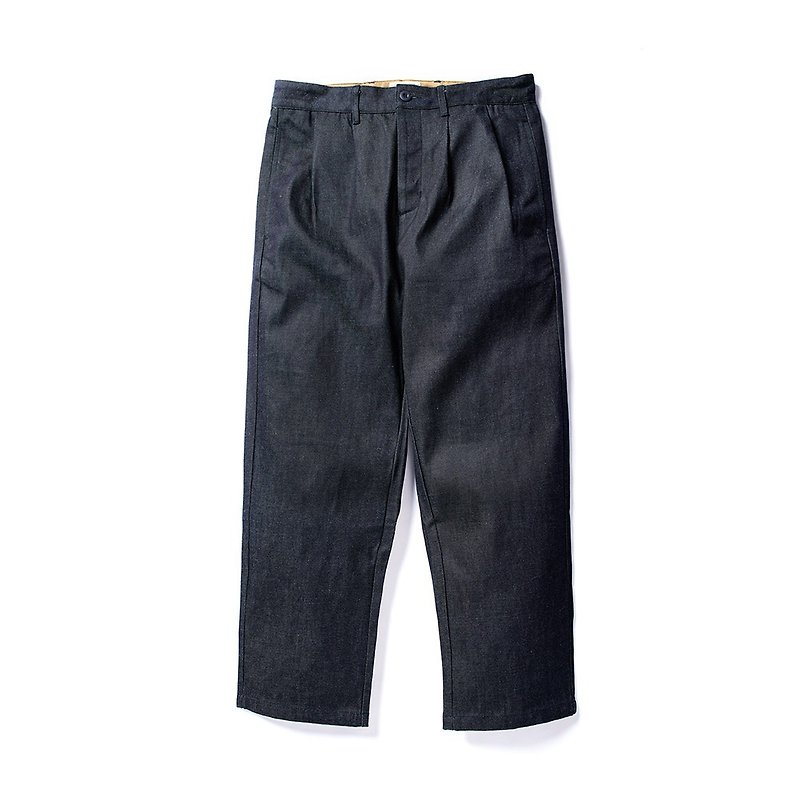 Wide-leg Trousers-Denim Indigo - Men's Pants - Cotton & Hemp 