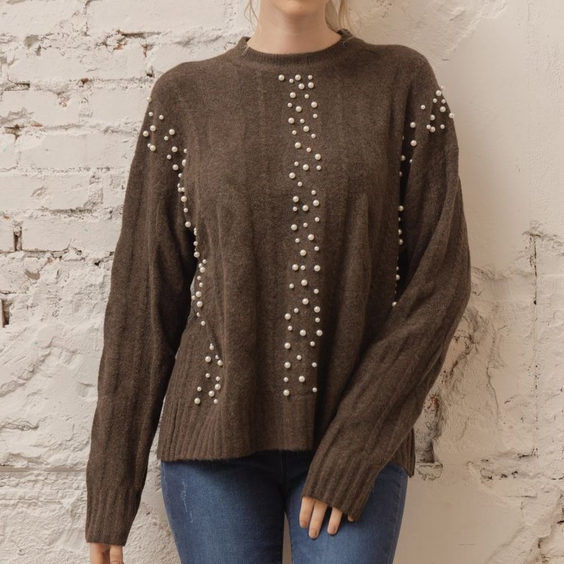 釘珠親柔舒適毛衣  咖 - 女毛衣/針織衫 - 羊毛 咖啡色