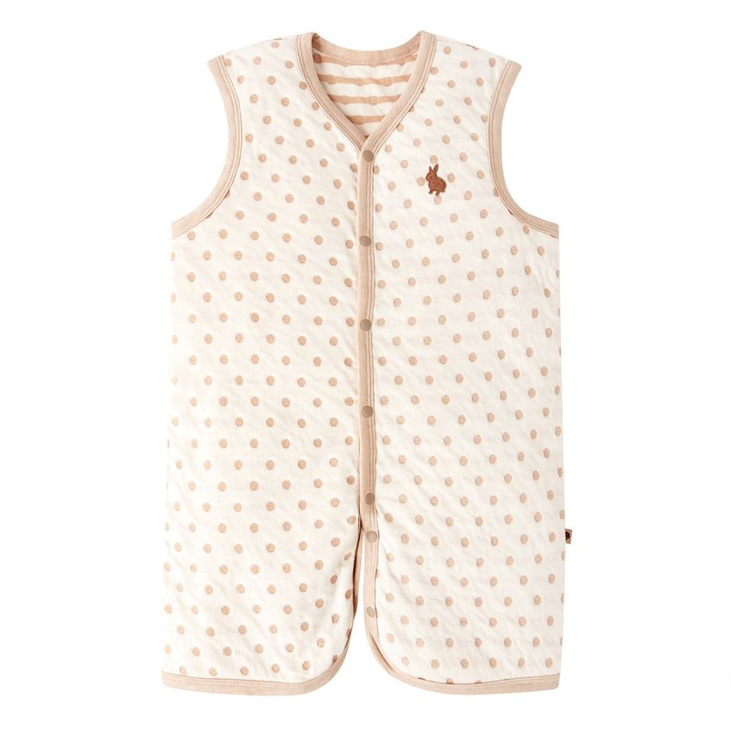 【SISSO有機棉】奶茶QQ兔二重織空氣棉防踢背心 - 男/女童外套 - 棉．麻 白色