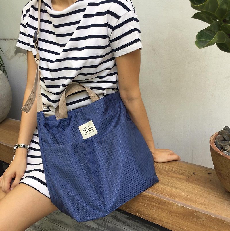 New Blue 2way Messenger Ripstop Nylon Bag / everyday bag / travel - Messenger Bags & Sling Bags - Cotton & Hemp Blue