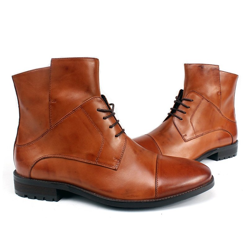 Sixlips England will be decorated with zipper boots brown - Men's Boots - Genuine Leather Brown