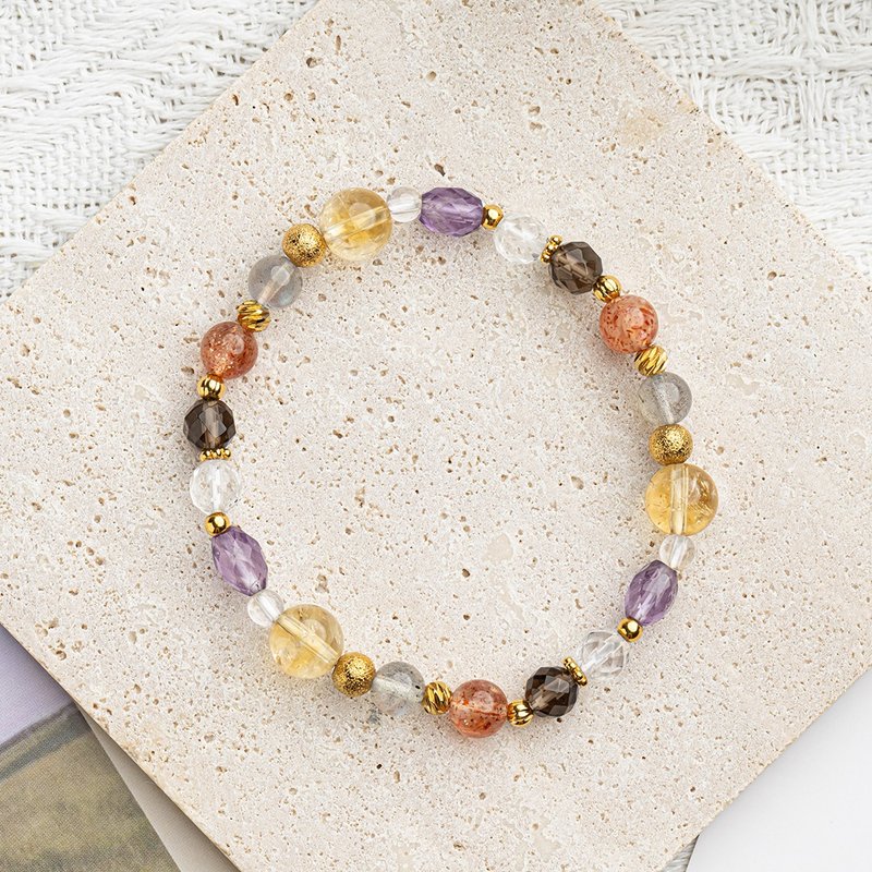 Citrine- Stone- Bronze Elastic Wire Bracelet - Bracelets - Crystal Multicolor