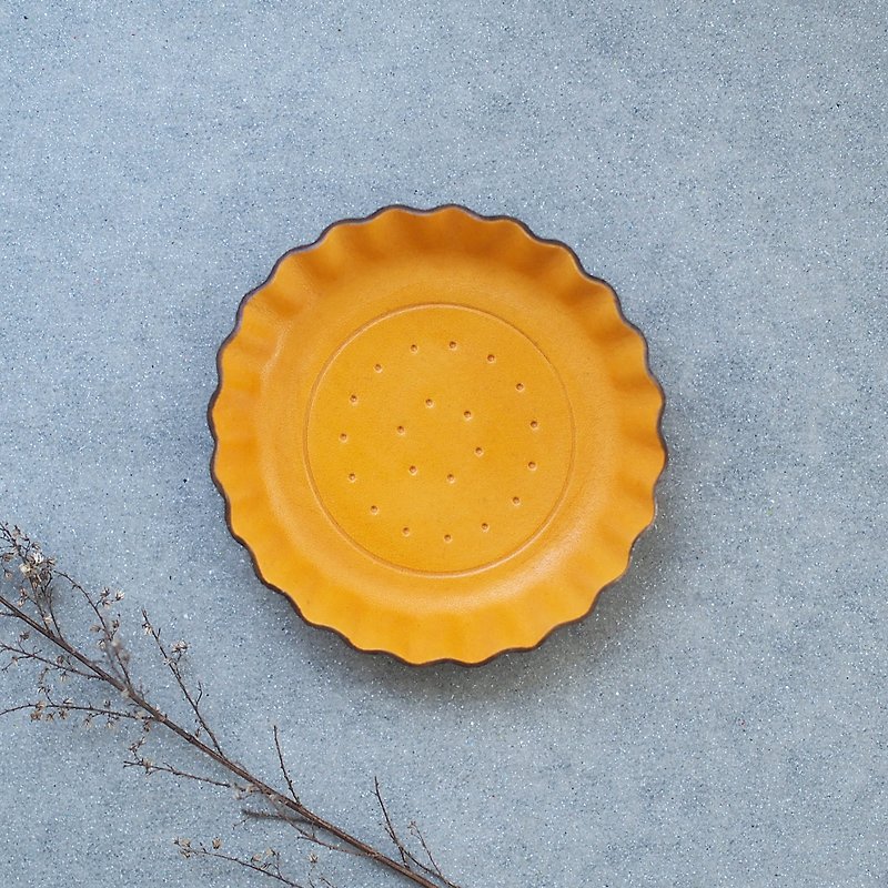Mustard) Biscuit type accessories Accessories Genuine leather tray - Items for Display - Genuine Leather Yellow