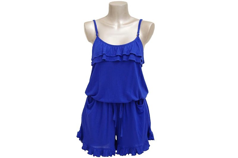 Adult cute camisole ruffle all-in-one <Royal Blue> - Women's Pants - Other Materials Blue