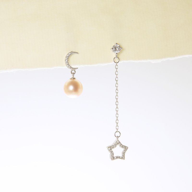 PJ. Star Moon Pearl Earrings - ต่างหู - ไข่มุก 