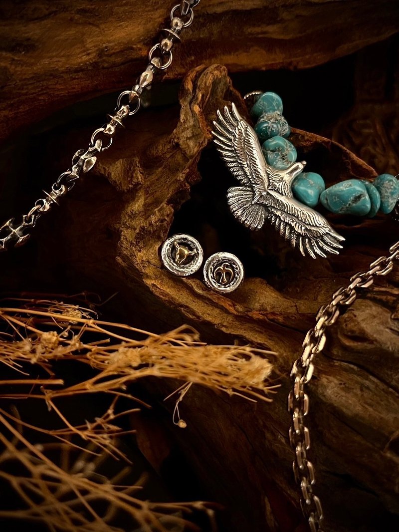 [New product] Eagle Totem earrings/single/sterling silver - ต่างหู - เงินแท้ สีเงิน